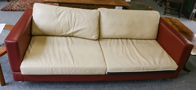 Lot 1153 - A pair of three-seater sofas, modern, covered...