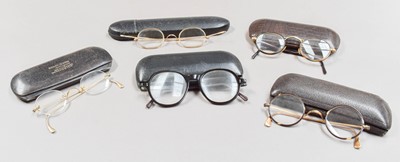 Lot 244 - Two pairs of gold framed spectacles and three...