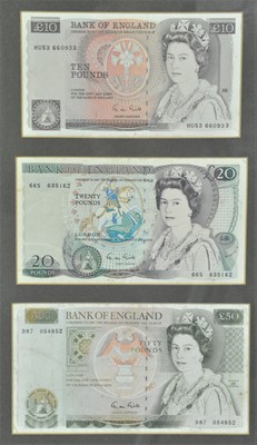 Lot 485 - 3 x Framed Sets of Bank of England Notes,...