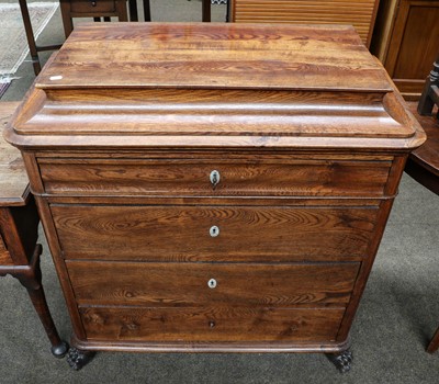 Lot 1208 - A French oak four drawer chest with caddy top...