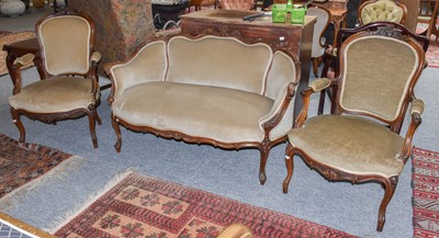 Lot 1164 - A 19th century three piece salon suite,...