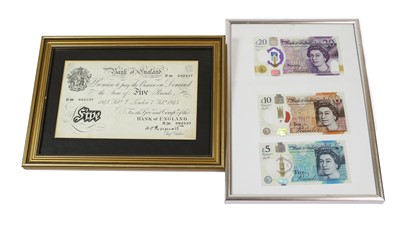 Lot 481 - Bank of England, White £5 signed K.O. Peppiatt,...