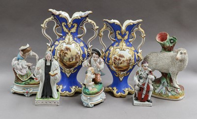 Lot 180 - A tray of assorted ceramics, including a pair...