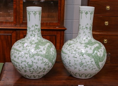 Lot 236 - A pair of modern Chinese porcelain bottle...