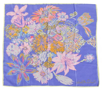 Lot 2180 - Zandra Rhodes Silk Scarf, decorated with large...