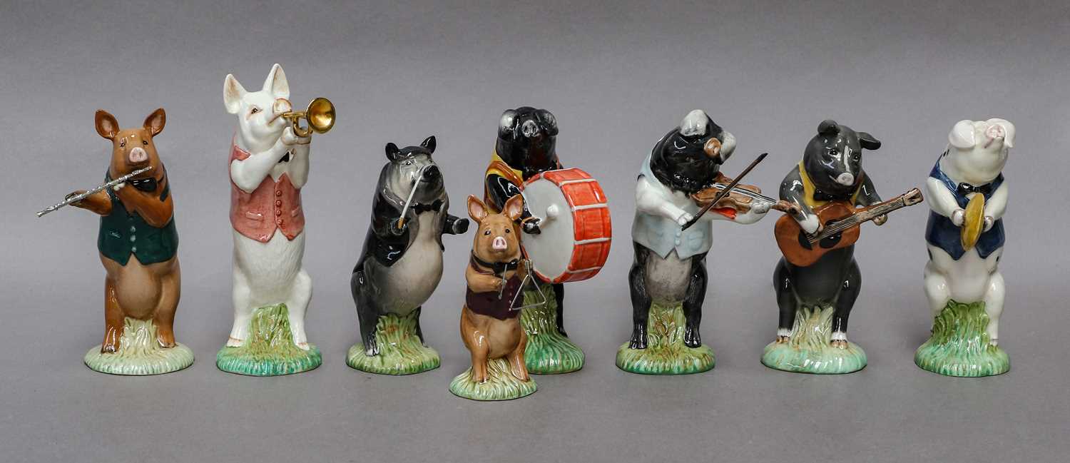 Lot 1190 - Beswick Pig Promenade Figures Including: John...