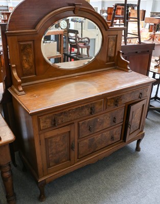 Lot 1111 - A walnut and burr walnut mirror back sideboard,...