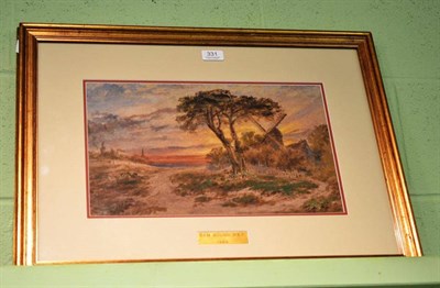 Lot 331 - Sam Bough (1822-1878) Windmill at sunset, signed, watercolour