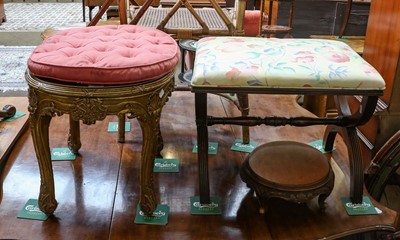 Lot 1068 - A French style carved giltwood stool with...