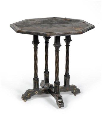 Lot 1210 - A Gillow & Co Aesthetic Movement Ebonised and Parcel Gilt Octagonal Shaped Occasional Table,...