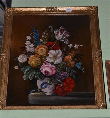 Lot 337 - Continental school (20th century), Still life in the Dutch manner, oil on hardboard, 60cm by 48cm