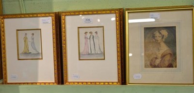 Lot 339 - Eight fashion watercolours; ";Full Speed Ahead"; watercolour, signed Savages Oct. 1927; oil on...