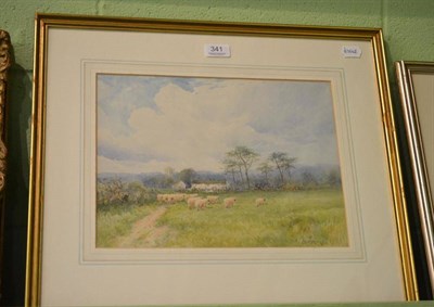 Lot 341 - Paul Bertram (1868-1951), Sheep in lakeland landscape, signed, watercolour