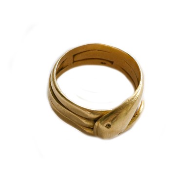 Lot 192 - An 18 carat gold snake motif ring, finger size R