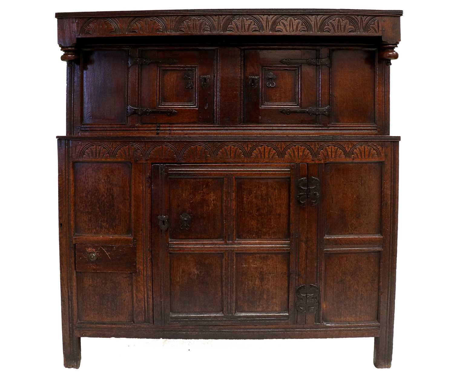 Lot 410 - A Late 17th Century Joined Oak Hall Cupboard,...