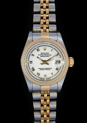 Lot 2193 - A Lady's Steel and Gold Automatic Calendar...