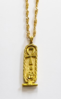 Lot 222 - A pendant on chain, pendant length 5.5cm,...