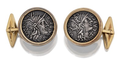 Lot 367 - A Pair of Coin Cufflinks, mounted with coins...