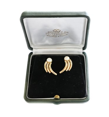 Lot 229 - A pair of 9 carat gold cultured pearl earrings,...