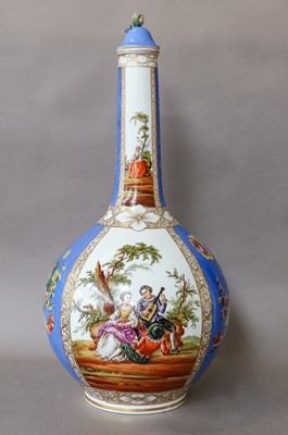 Lot 87 - A large Dresden bottle vase and cover by...