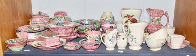 Lot 89 - A collection of Maling pink lustre pottery...