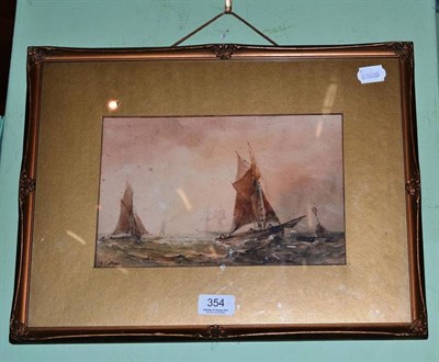 Lot 354 - Joseph Newington Carter (1835-1871), Fishing boats and other vessels, signed, watercolour