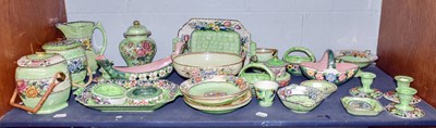 Lot 95 - A large collection of Maling green lustre...