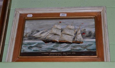 Lot 355 - An oil on board depicting, Clipper Phoenician 780 Tons D/W, London to Sydney 90 days