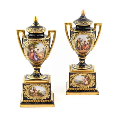 Lot 62 - A Pair of "Vienna" Porcelain Vases, Covers and...