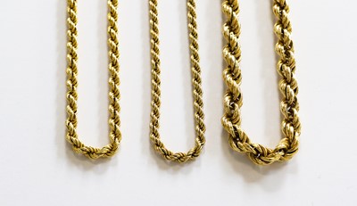 Lot 199 - A 9 carat gold rope twist necklace, length...