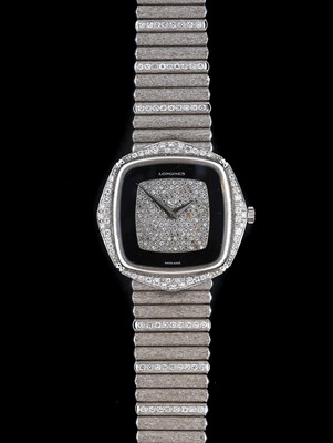 Lot 2159 - An 18 Carat White Gold Diamond Set Wristwatch,...