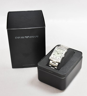 Lot 223 - A stainless steel Emporio Armani wristwatch,...