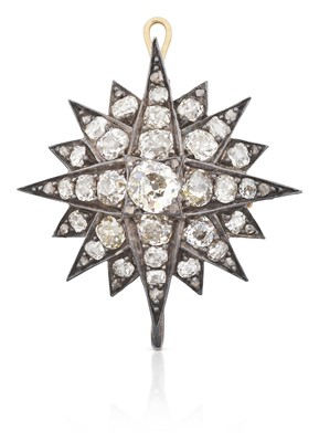 Lot 2335 - A Victorian Diamond Star Brooch/Pendant