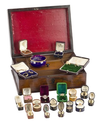 Lot 2075 - A Collection of Nineteen  19th Century and Early 20th Century Mourning Rings and A Locket on Chain