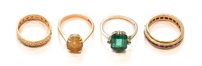 Lot 377 - A 9 Carat Gold Citrine Ring, finger size L;...