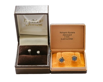 Lot 151 - A pair of 18 carat white gold diamond...