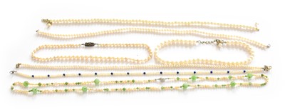 Lot 192 - Seven single row cultured pearl necklaces, of...