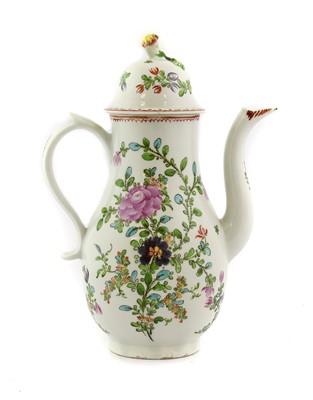 Lot 129 - A Lowestoft Porcelain Coffee Pot and Cover,...