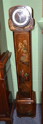 Lot 395 - A lacquered grandmother clock