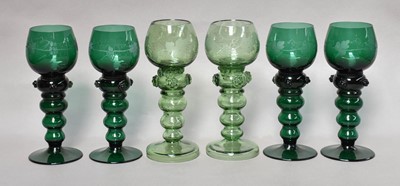 Lot 195 - Twelve German Bohemian coloured glass roemers
