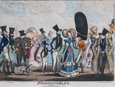 Lot 1026 - "Fashionables of 1821", a caricature print,...