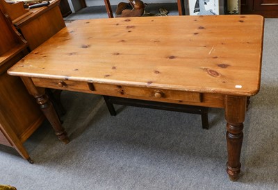 Lot 1142 - A pine farmhouse kitchen table, 152cm by 82cm...