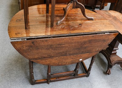 Lot 1139 - An 18th century oak gateleg table, 128cm open...