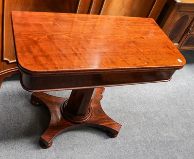 Lot 1188 - A Regency mahogany fold over tea table, with...