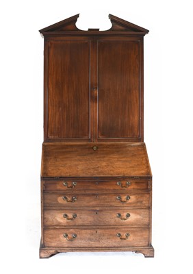 Lot 490 - A George III Mahogany Bureau Bookcase, late...