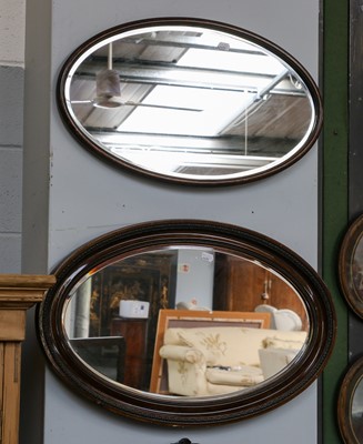 Lot 1128 - Oak tripod table, pair of oval mirrors, pair...