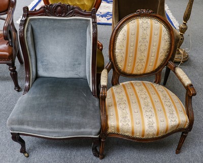 Lot 1176 - A 20th century French fauteuil and blue...