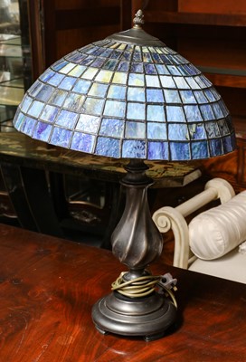 Lot 257 - Tiffany style leaded glass table lamp