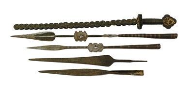 Lot 352 - An Unusual Spear, the 18cm brass leaf shape...