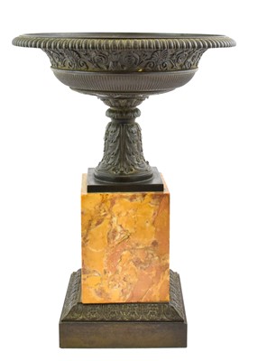 Lot 456 - A Regency Bronze and Siena Marble Campana Urn,...